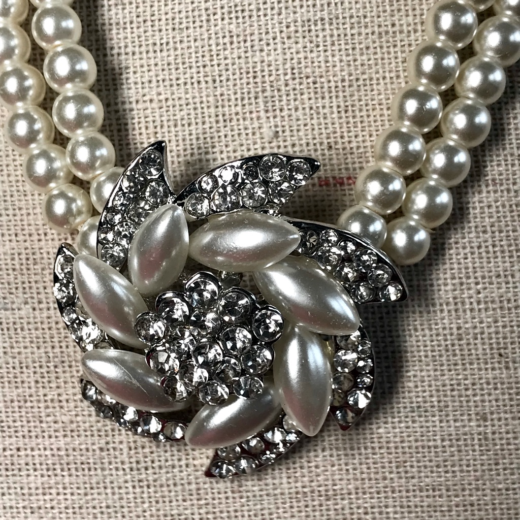 Affinity Faux Pearl And Cz Stone Necklace.